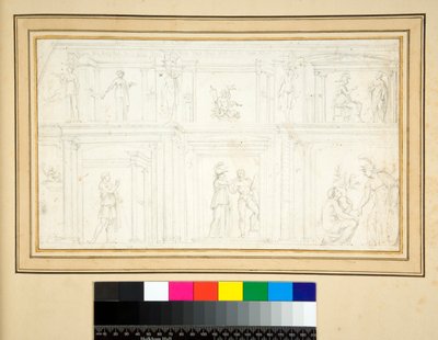 Fragment af et vægmaleri (blyant) af Pietro Santi Bartoli