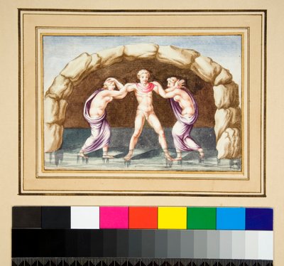 Hylas og nymferne (sort kridt, nogle med pen og brunt blæk. farvet med akvarel) af Pietro Santi Bartoli