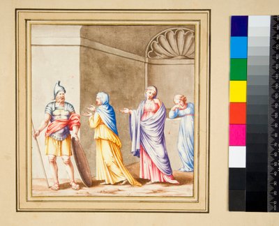 Den såkaldte Coriolanus (sort kridt, nogle med pen og brunt blæk. farvet med akvarel) af Pietro Santi Bartoli