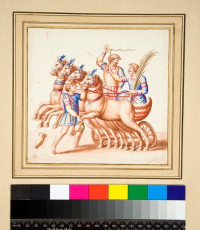 To vognmænd (sort kridt, nogle med pen og brunt blæk. farvet med akvarel) af Pietro Santi Bartoli