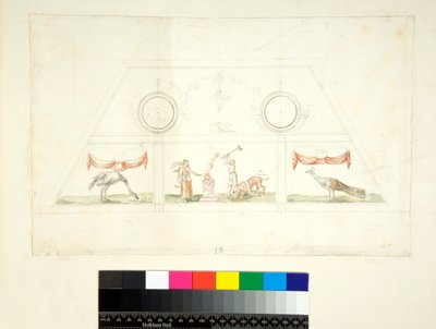 Hvælving af Villa Madama (sort kridt, nogle med pen og brunt blæk. farvet med akvarel) af Pietro Santi Bartoli