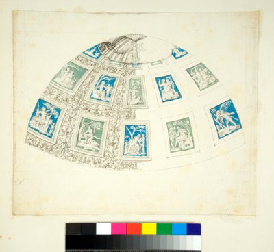 Hvælving af Villa Madama (sort kridt, nogle med pen og brunt blæk. farvet med akvarel) af Pietro Santi Bartoli