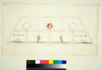 Hvælving af Villa Madama (sort kridt, nogle med pen og brunt blæk. farvet med akvarel) af Pietro Santi Bartoli