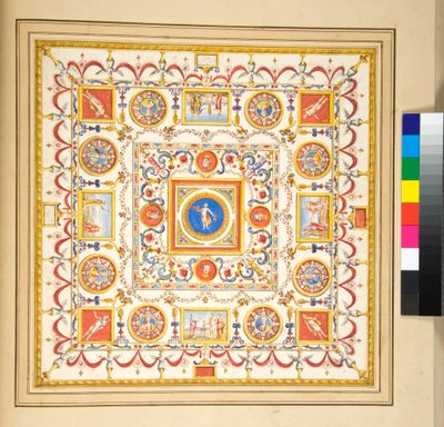 Volta del Palazzo di Augusto (sort kridt, nogle med pen og brunt blæk. farvet med akvarel) af Pietro Santi Bartoli