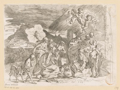 Tilbedelse af hyrderne af Pietro Testa