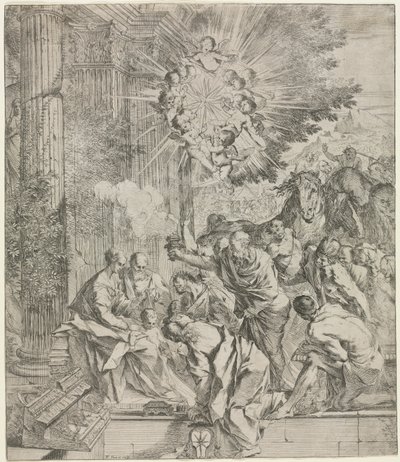 Tilbedelse af Magi, 1636-1638. af Pietro Testa