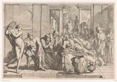 Alcibiades afbryder samtalen mellem Sokrates og hans venner af Pietro Testa