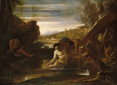 Alexander den Store reddet fra floden Cydnus, ca. 1650. af Pietro Testa