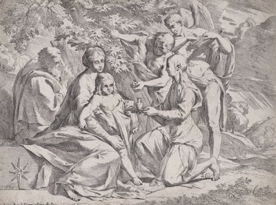Den hellige familie med deltagelse af engle, ca. 1642-44. af Pietro Testa