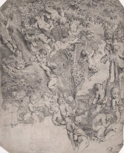 Venus have, prøveaftryk af øverste venstre hjørne, ca. 1631-37. af Pietro Testa