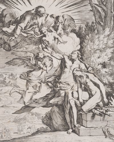 Isaks ofring af hans far Abraham, ca. 1640-42. af Pietro Testa