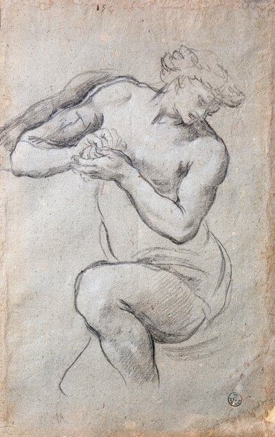 Mandsfigur, Study for Bacchus in the Age of Silver fresco af Pietro da Cortona