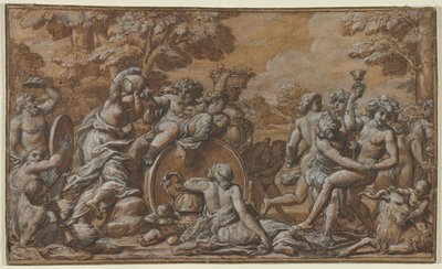 Bacchanal, 1600-tallet. af Pietro da Cortona