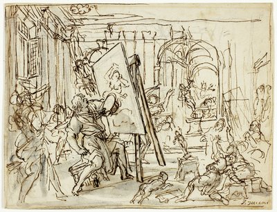 Jordskælv i en kunstners atelier af Pietro da Cortona