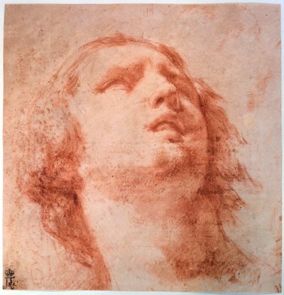 Hovedstudie af en kvinde, der kigger op, 1600-tallet af Pietro da Cortona