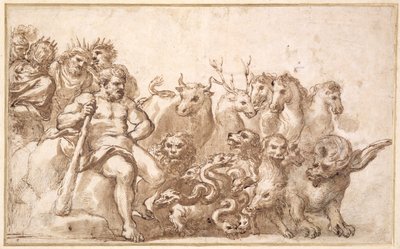 PD.10-1922 Allegory of the Labours of Hercules (pen og blæk og vask) af Pietro da Cortona