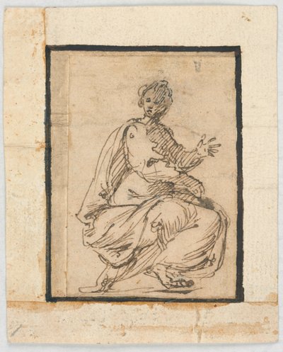 Skitsebogsside: Allegorisk figur af Pietro da Cortona