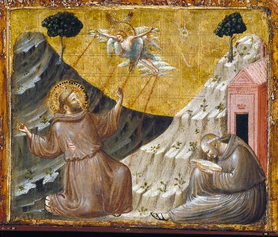 St. Francis modtager Stigmata (tempera og guld på træ) af Pietro da Rimini