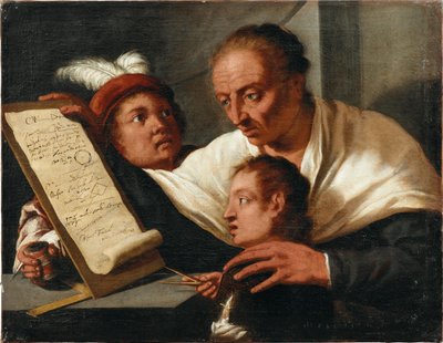En lærer med to skoledrenge efter 1650. af Pietro della Vecchia