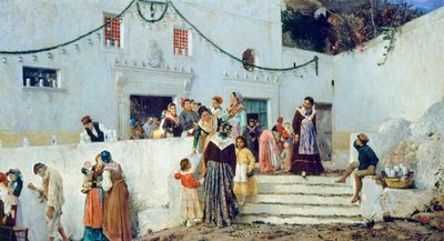 Juhlapäivä, Pio Joris (1843-1921), öljy kankaalle, 93x160 cm af Pio Joris