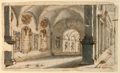 Scenedesign, indersiden af apsis af Pio Panfili