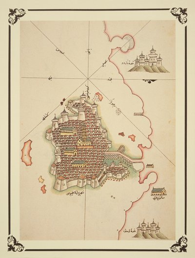 Kort over Gallipoli, fra "Kitab-I Bahriye" (litografi i farver) af Piri (after) Reis
