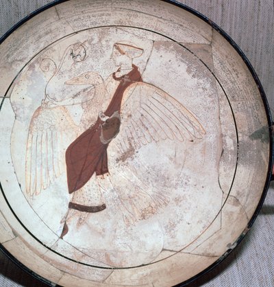 Detalje af en kylix, der viser Afrodite ridende på en gås, 5. århundrede f.Kr. af Pistoxenos painter
