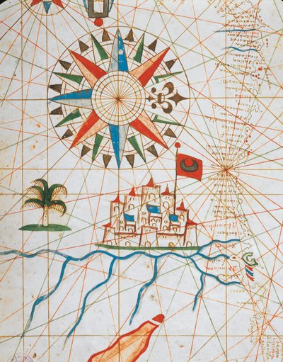 Alexandria, Egypten, fra portolan-atlas bestående af seks søkort, af Placido Caloiro og Francesco Oliva, Parchment. 1646. af Placido Caloiro e Oliva