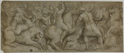 Slaget om amazonerne af Polidoro da Caravaggio