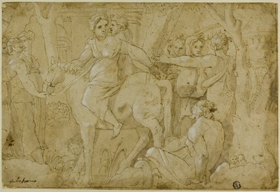 Clelias flyvning af Polidoro da Caravaggio
