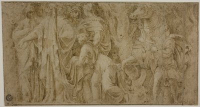 Historien om Niobe: Niobe modtager gaver fra tilbedere; Ungdom med Hest af Polidoro da Caravaggio