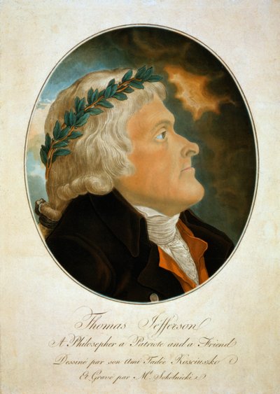 Profilportræt af Thomas Jefferson, ca. 1799 (akvatint) af Polish School