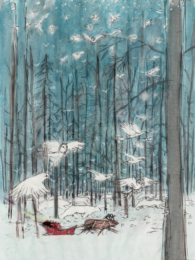 Den magiske skov, 2010 (akvarel og gouache på papir) af Polly Horner