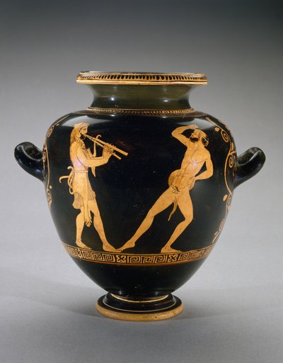 Rødfigur Stamnos med scene af Herkules med Satyr, 440-420 f.Kr. (terracotta) af Polygnotos Polygnotos