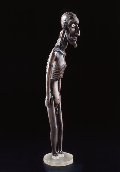 Træfigur udskåret i form af en mand, fra Påskeøen, før 1894 (træ & obsidian) af Polynesian School