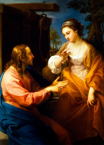 Kristus og kvinden fra Samaria af Pompeo Girolamo Batoni