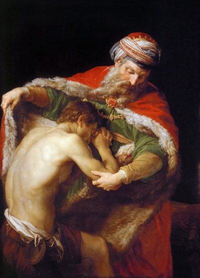 Den fortabte søns tilbagevenden, 1773 af Pompeo Girolamo Batoni