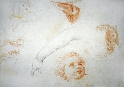 Studier til den hellige Katarina af Sienas ekstase (rødt og sort kridt på papir) af Pompeo Girolamo Batoni