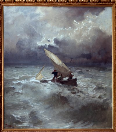 Tempete en mer (Storm på havet) Maleri af Pompeo Mariani (1857-1927) 1898 Dim 145x135 cm Genes, Galleria d
