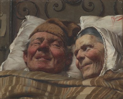 Det gyldne bryllup, ca. 1890 (olie på lærred) af Pompeo Massani
