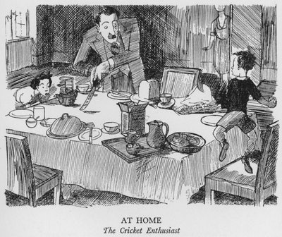 At Home, Cricket-entusiasten (litho) af Pont