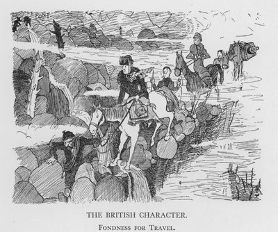 Den britiske karakter, Fondness for Travel (litho) af Pont