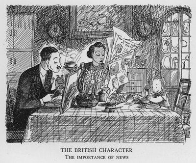 Den britiske karakter, vigtigheden af nyheder (litho) af Pont