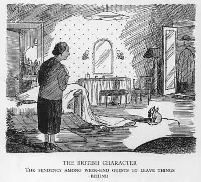 The British Character, Tendensen blandt weekendgæster til at efterlade ting (litho) af Pont
