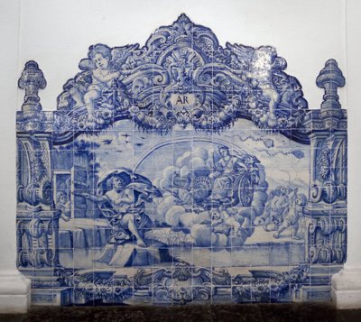 Allegori af luft - Azulejos, malet lertøj af Portuguese School