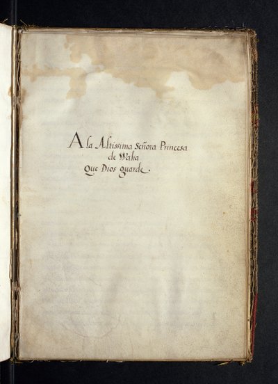 Dedikation til Infanta Maria af Spanien, fra en historie om Syon Nonnernes vandringer, samlet i Lissabon i det tidlige 17. århundrede af Portuguese School