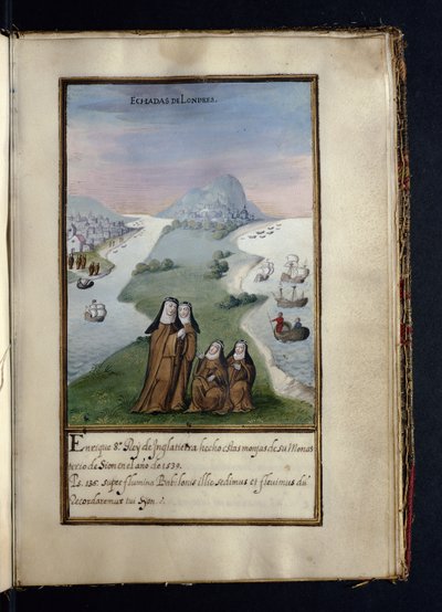 Udvist fra London, fra en historie om Syon Nonnernes peregrineringer, samlet i Lissabon i det tidlige 17. århundrede af Portuguese School