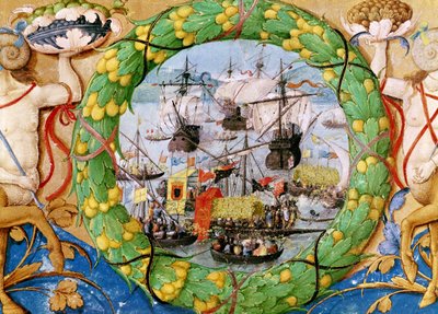 Festival for den portugisiske flåde, illustration fra Lettura Nova af Alem Douro, 1513 af Portuguese School