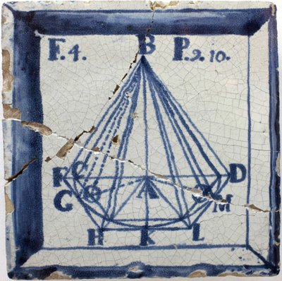 Geometrisk skema af en pyramide, tinglaseret lertøj, Lissabon anden halvdel af 1700-tallet - Musee national des azulejos, Lissabon (Portugal) af Portuguese School