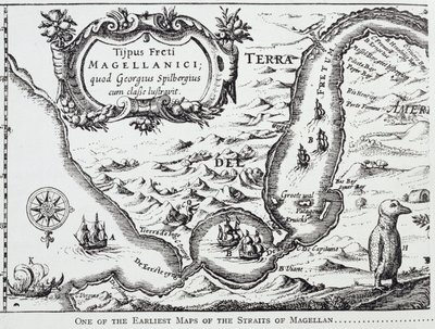 Et af de tidligste kort over Magellan-strædet, fra 